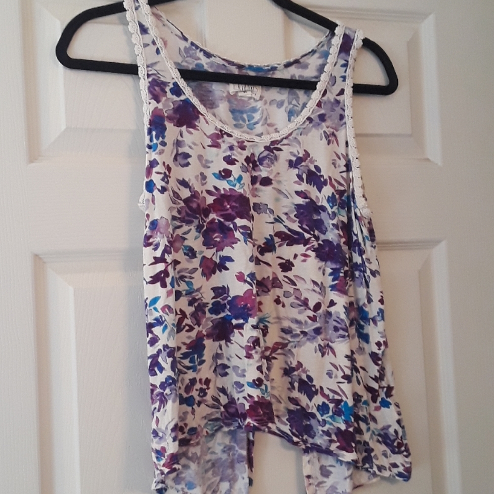 L.A. Hearts Split Back Swing Tank Purple Blue M